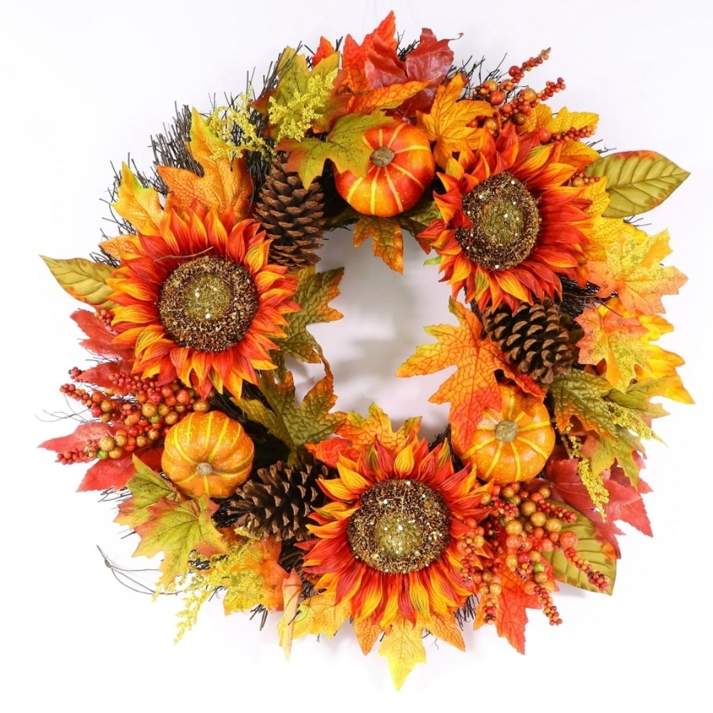 Way to Celebrate 22 Inch Harvest Artificial Floral Wreath